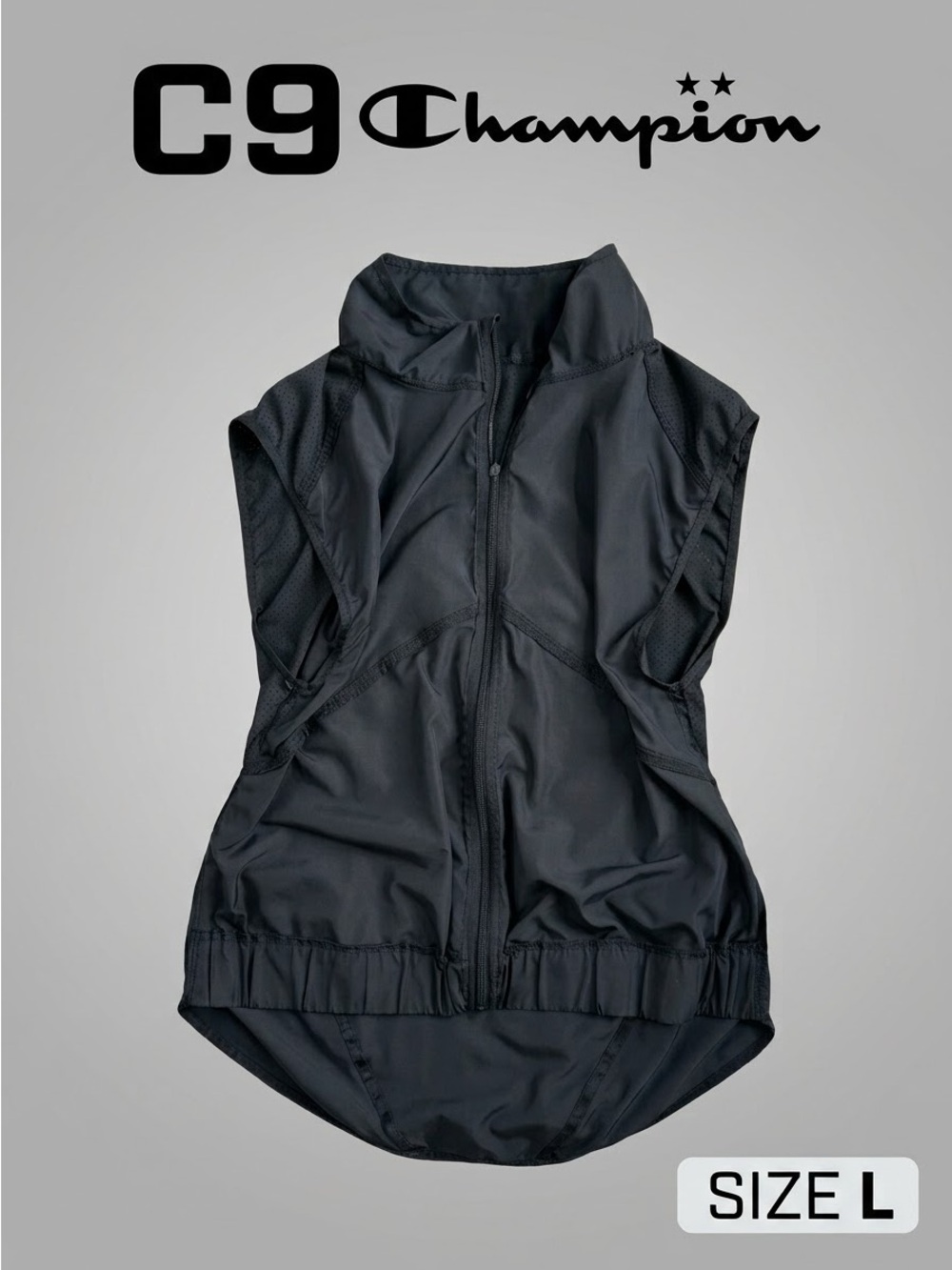 CHAMPION C9 Women's Lightweight Full-Zip Running Vest Black Reflective Mesh L
